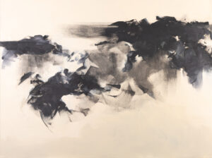 Liz Dexheimer, "Indigo Flow," acrylic, graphite on canvas