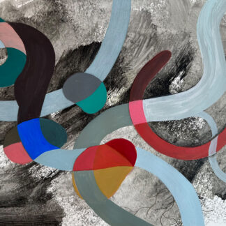 Rebecca Welz, "Coal River," acrylic paint, colored pencil and rice paper collage