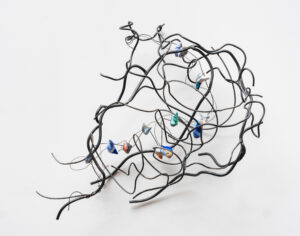 Rebecca Welz, "Currents," welded steel, clay, wire