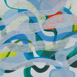 Rebecca Welz, "Haukijaarvi 1," acrylic paint, colored pencil and rice paper collage