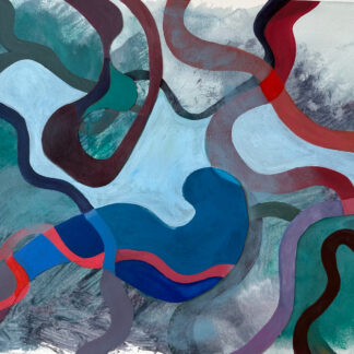 Rebecca Welz, "Lake Country," acrylic paint, colored pencil and rice paper collage