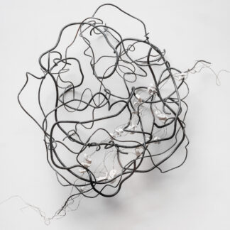 Rebecca Welz, "Loose Ends," welded steel, clay, wire