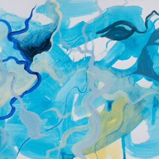 Rebecca Welz, "Marshes," acrylic paint, colored pencil and rice paper collage