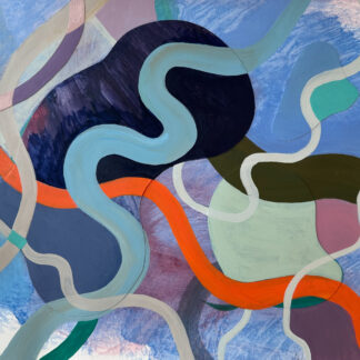 Rebecca Welz, "Blue Currents 2," acrylic paint, colored pencil and rice paper collage