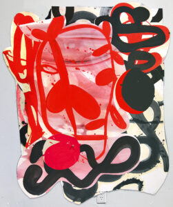 Hugh O'Donnell, "Blood Bloom," ink on paper collage