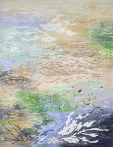 Laura Fayer, "Sea Cliff Afternoon," acrylic and japanese paper on canvas