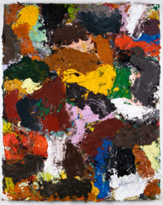 Ethan Newman, "Everything Crumbles," oil and found objects on canvas