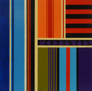 Irene Yesley, "Red and Black Stripe," acrylic on board