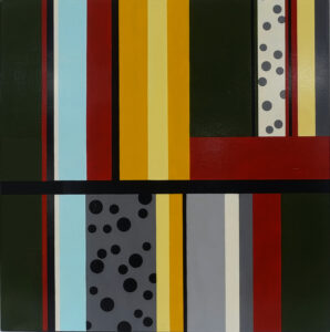 Irene Yesley, "Stripes and Dots," acrylic on board