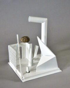 Gunnar Theel, "S300," welded steel painted, stone, brass