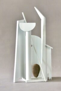 Gunnar Theel, "S303," welded steel painted, stone, brass