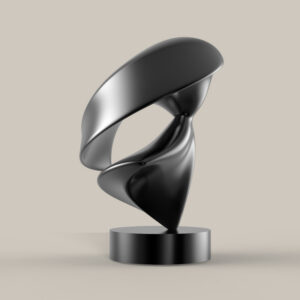 Santiago Lozano, "I'm Happy to See You," bronze cast, black patina