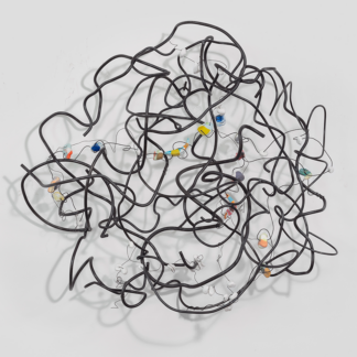 Rebecca Welz, "In the Mix," steel, wire, clay, paint
